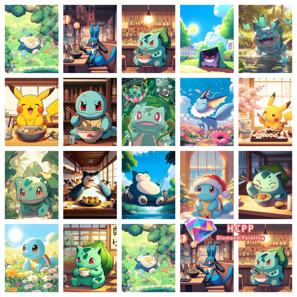 Resin Art Work - Pikachu Bulbasaur Squirtle Anime Elmas Boyama