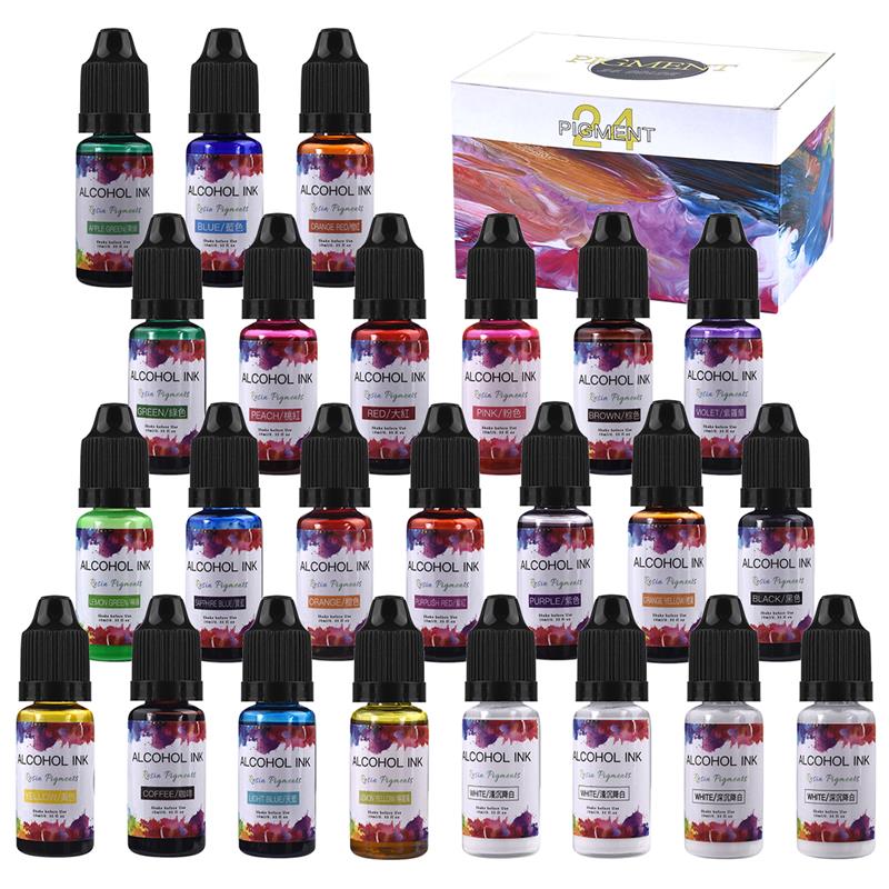 Resin Art Alcohol Ink - 24 renk/Set 10ml reçine Pigment sanat