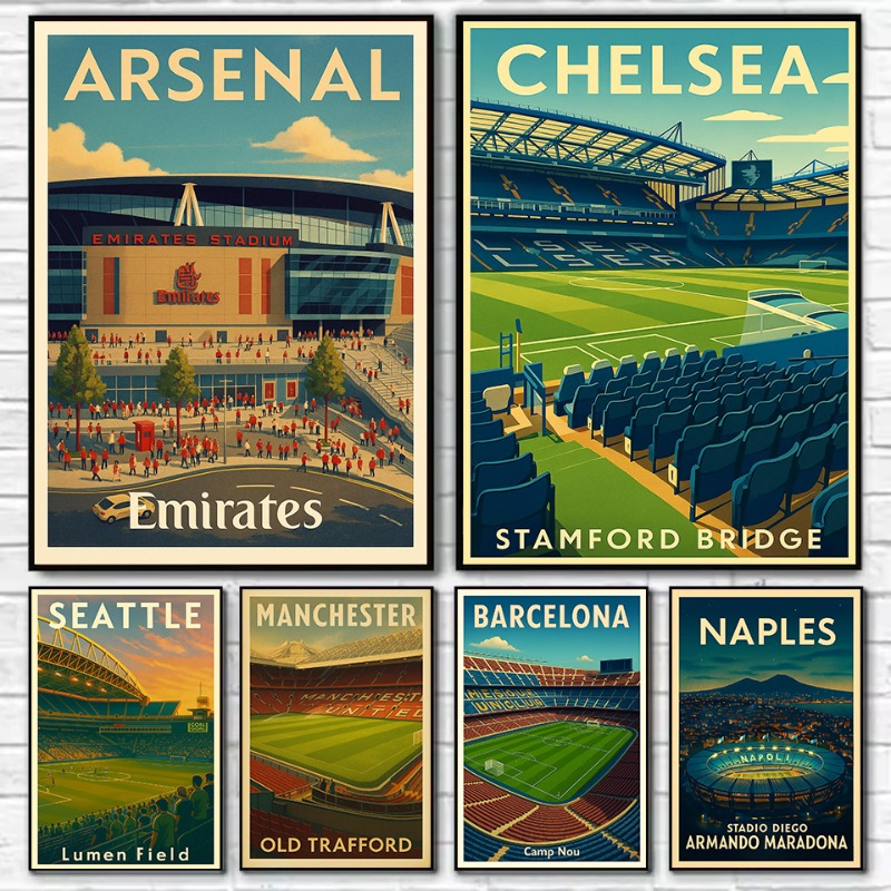 Resin Art Wall Decor - Retro Ünlü Futbol Sahası Arsenal Emirates