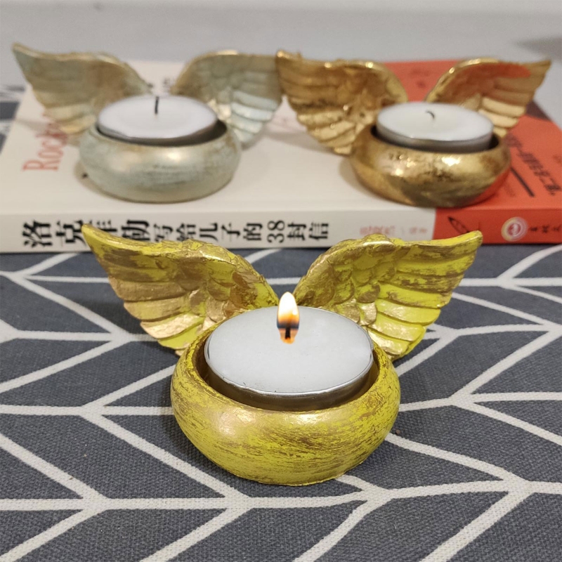 Resin Art Wedding Gift - Melek kanatları mumluk reçine heykel dekorasyon