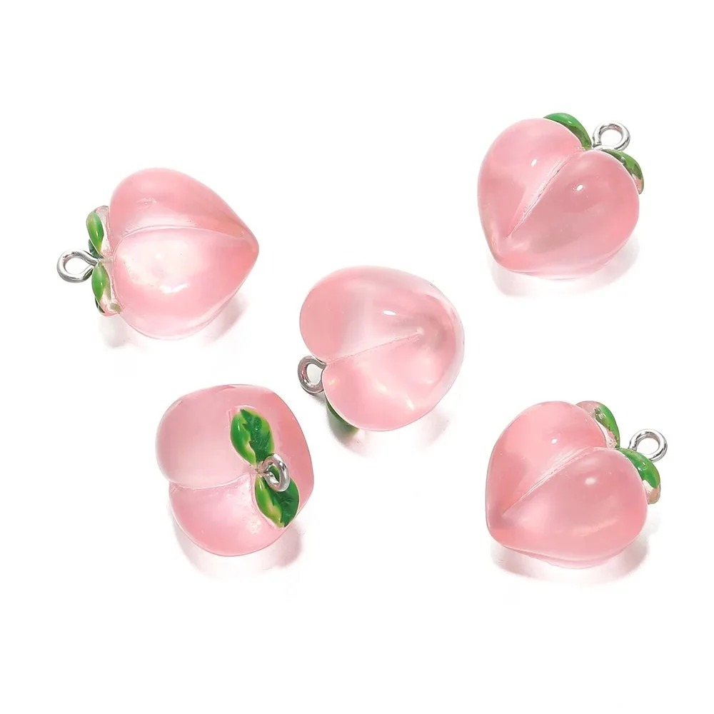 Resin Art Bracelet - 10 adet şeffaf pembe şeftali reçine
