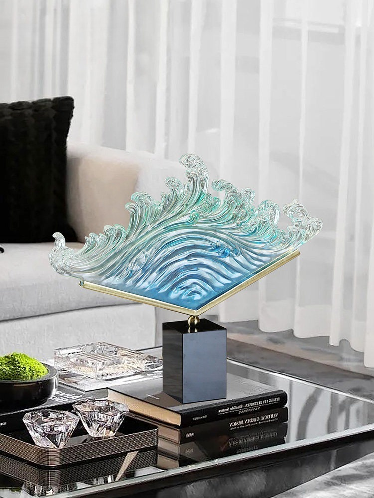 Resin Art Wedding Gift - Şeffaf Gradyanlı Okyanus Dalgası Reçine Heykelcik