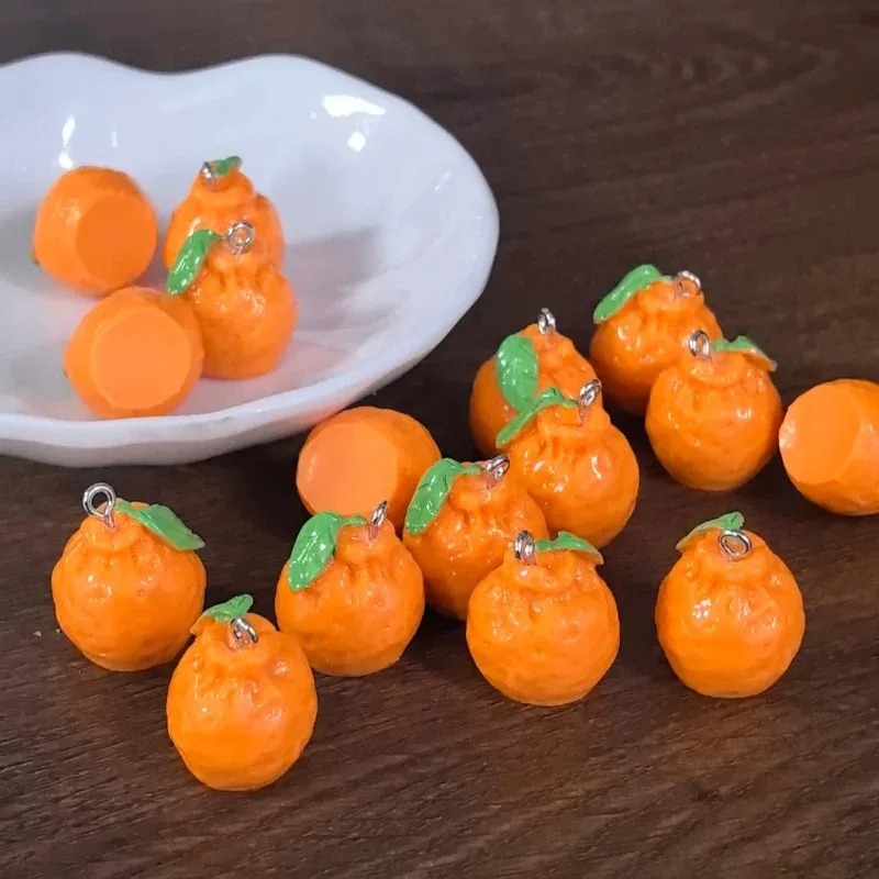 Resin Art Earrings - 10 adet 3D Simülasyon Dekopon Mandalina