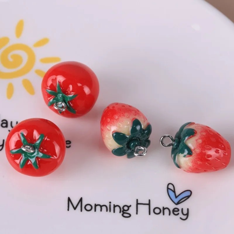 Resin Art Bracelet - 10 adet gerçekçi 3D çilek domates