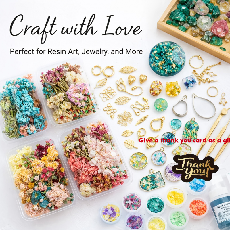 Resin Art Wedding Gift - 10 Kutu Karışık Kurutulmuş Çiçek Buketi