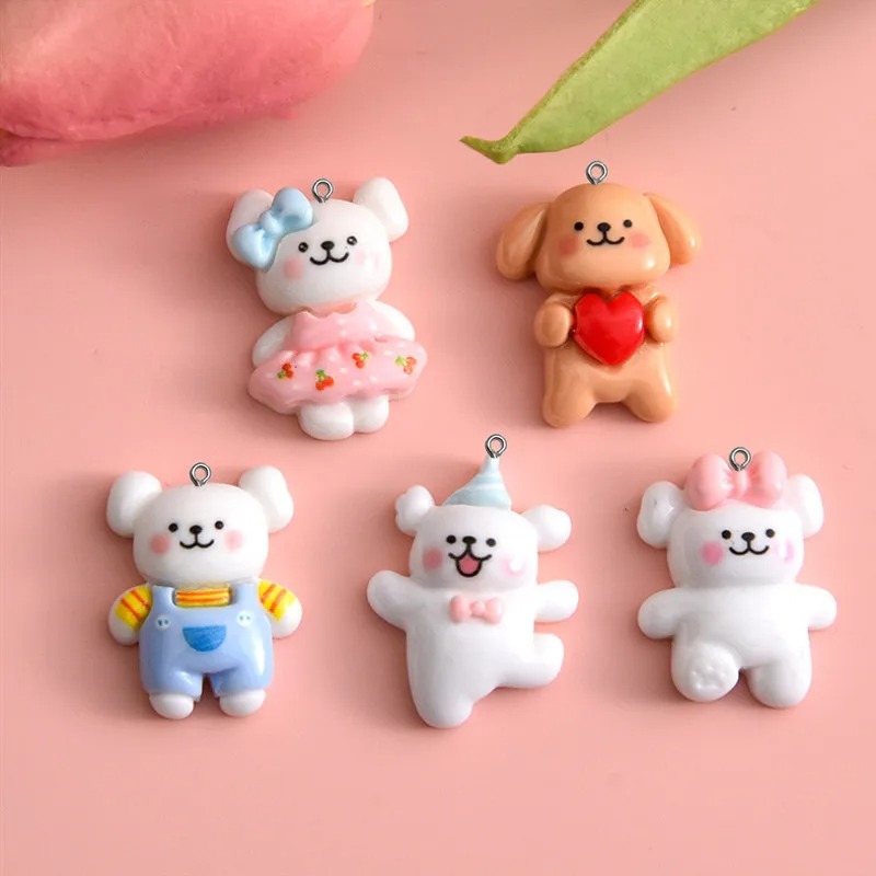 Resin Art Bracelet - 10 adet Karikatür Köpek Reçine Takılar