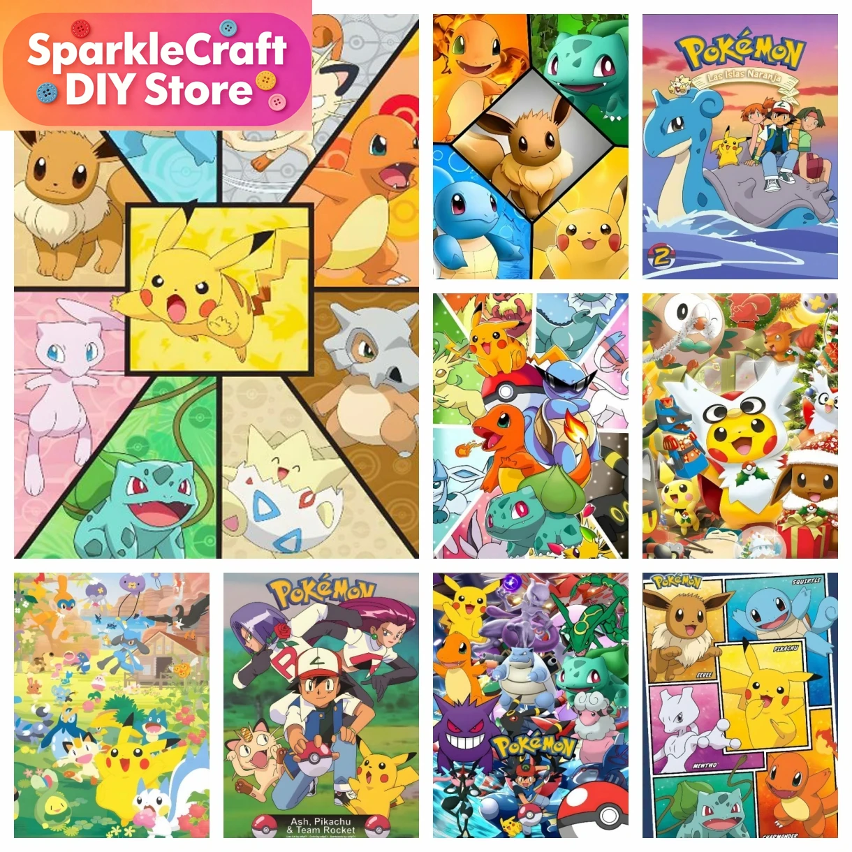 Resin Art Work - 1 adet çerçevesiz Karikatür Pokemon Anime