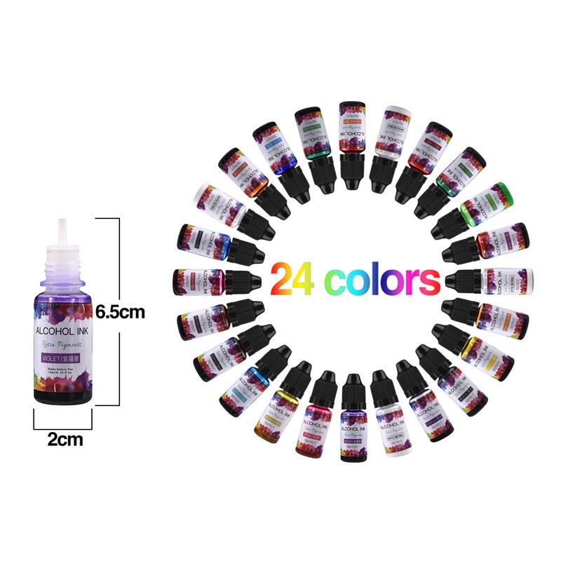 24 renk/Set 10ml reçine Pigmen - Resin Art Alcohol Ink incelemesi ve fiyatı