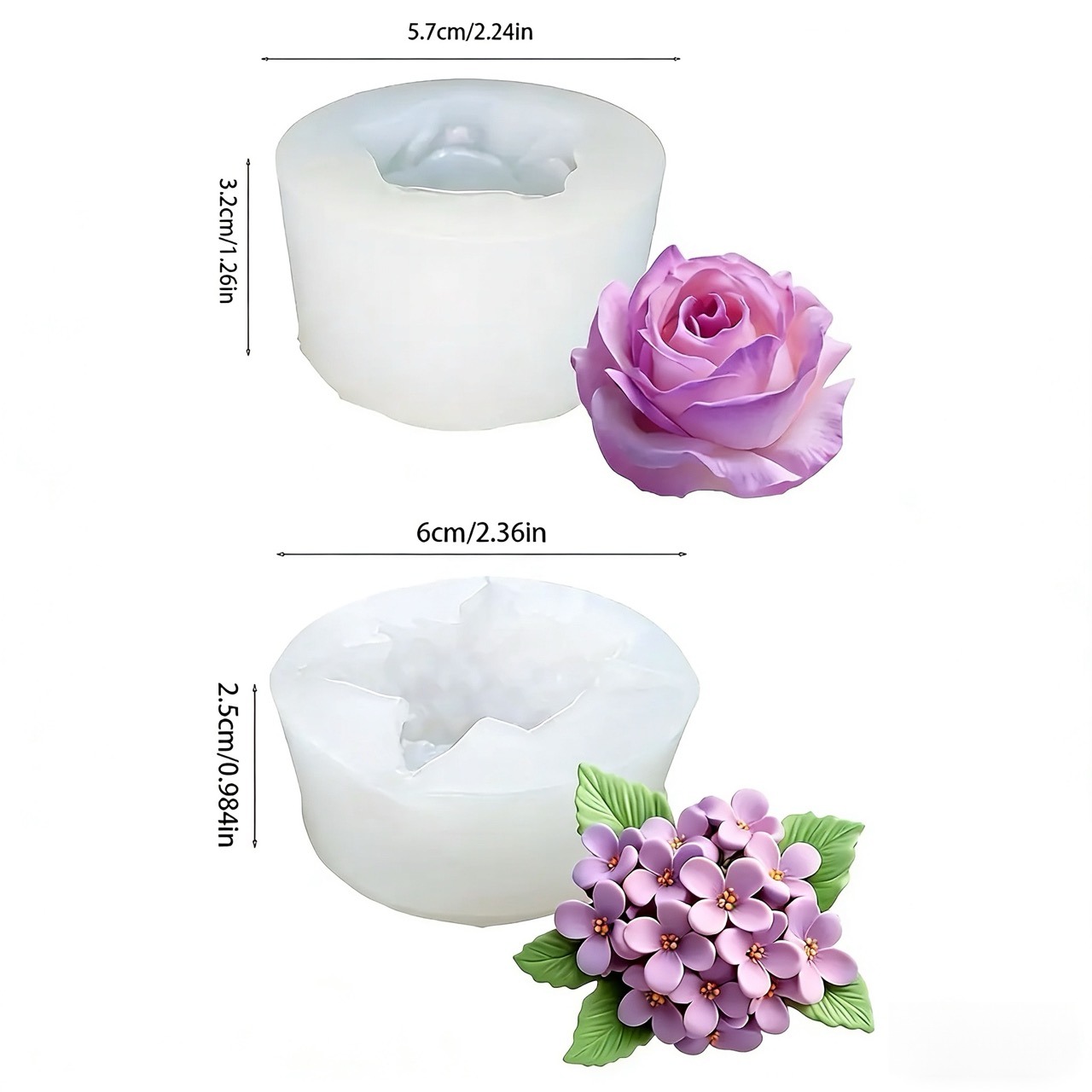 2 Adet 3D Gül Leylak Çiçeği Si - Resin Art Wedding Gift incelemesi ve fiyatı